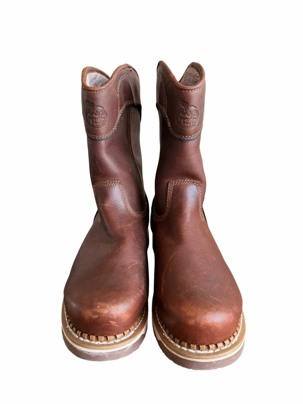 Georgia Boot Brown Waterproof Wedge Pull-On Work Boot